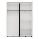 Guardaroba Grande Bianco Opaco Nero Appendiabiti 4 Ripiani 155x208h cm, 6 Vani - Ifrane