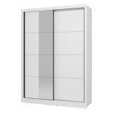 Guardaroba Grande Bianco Opaco Nero Appendiabiti 5 Ripiani 155x215.5h cm, 7 Vani - Carisolo