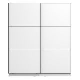 Guardaroba Grande Bianco Opaco Nero Appendiabiti 5 Ripiani 179x210h cm, Apertura Scorrevole - Cerchio