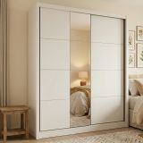Guardaroba Grande Bianco Opaco Nero Appendiabiti 5 Ripiani 205x215.5h cm, 8 Vani - Orero