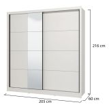Guardaroba Grande Bianco Opaco Nero Appendiabiti 5 Ripiani 205x215.5h cm, 8 Vani - Orero