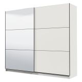 Guardaroba Grande Bianco Opaco Nero Appendiabiti 8 Ripiani 217x210h cm, Apertura Scorrevole - Soncino