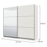 Guardaroba Grande Bianco Opaco Nero Appendiabiti 8 Ripiani 217x210h cm, Apertura Scorrevole - Soncino
