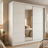 Guardaroba Grande Bianco Opaco Nero Appendiabiti 8 Ripiani 251x215.5h cm, 12 Vani - Pedavena
