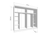 Guardaroba Grande Bianco Opaco Nero Appendiabiti 8 Ripiani 251x215.5h cm, 12 Vani - Pedavena