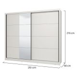 Guardaroba Grande Bianco Opaco Nero Appendiabiti 8 Ripiani 251x215.5h cm, 12 Vani - Pedavena