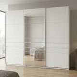 Guardaroba Grande Bianco Opaco Trasparente Appendiabiti 6 Ripiani 262.5x224h cm, Apertura Scorrevole - Carasco