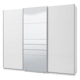 Guardaroba Grande Bianco Opaco Trasparente Appendiabiti 6 Ripiani 262.5x224h cm, Apertura Scorrevole - Carasco