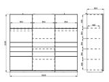 Guardaroba Grande Bianco Opaco Trasparente Appendiabiti 6 Ripiani 262.5x224h cm, Apertura Scorrevole - Carasco
