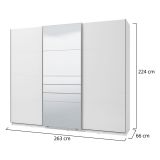 Guardaroba Grande Bianco Opaco Trasparente Appendiabiti 6 Ripiani 262.5x224h cm, Apertura Scorrevole - Carasco