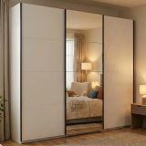 Guardaroba Grande Bianco Opaco Trasparente Appendiabiti 6 Ripiani 262.5x224h cm, Apertura Scorrevole - Rutino