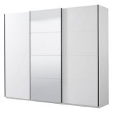 Guardaroba Grande Bianco Opaco Trasparente Appendiabiti 6 Ripiani 262.5x224h cm, Apertura Scorrevole - Rutino