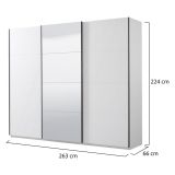 Guardaroba Grande Bianco Opaco Trasparente Appendiabiti 6 Ripiani 262.5x224h cm, Apertura Scorrevole - Rutino