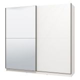 Guardaroba Grande Bianco Opaco Trasparente Appendiabiti 8 Ripiani 217x210h cm, Apertura Scorrevole - Galtelli