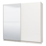 Guardaroba Grande Bianco Opaco Trasparente Appendiabiti 8 Ripiani 217x210h cm, Apertura Scorrevole - Valsinni