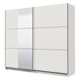 Guardaroba Grande Bianco Opaco Trasparente Appendiabiti 8 Ripiani 236.5x210h cm, Apertura Scorrevole - Sorgono
