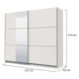 Guardaroba Grande Bianco Opaco Trasparente Appendiabiti 8 Ripiani 236.5x210h cm, Apertura Scorrevole - Sorgono
