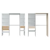 Guardaroba Grande Bianco Rovere Marrone Modulabile 4 Cassetti 354x187h cm, 12 Ripiani - Falcade