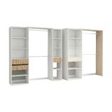 Guardaroba Grande Bianco Rovere Marrone Modulabile 4 Cassetti 354x187h cm, 12 Ripiani - Falcade