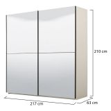Guardaroba Grande Bianco Trasparente Appendiabiti 8 Ripiani 217x210h cm, 2 Ante - Ponso