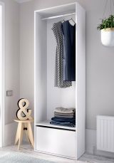Guardaroba grande Braiola, Mobile camera da letto, Cabina armadio portabiti, Armadio appendiabiti, 60x45 h205 cm, Bianco e Rovere