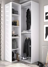 Guardaroba grande Brandberg, Mobile camera da letto, Cabina armadio portabiti, Armadio appendiabiti, 85x85 h205 cm, Bianco e Rovere