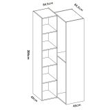 Guardaroba grande Brandberg, Mobile camera da letto, Cabina armadio portabiti, Armadio appendiabiti, 85x85 h205 cm, Bianco e Rovere