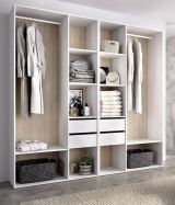 Guardaroba grande Brento, Mobile camera da letto, Cabina armadio portabiti, Armadio appendiabiti, 196x45 h205 cm, Bianco e Rovere