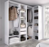 Guardaroba grande Capenardo, Mobile camera da letto, Cabina armadio portabiti, Armadio appendiabiti, 183x85 h205 cm, Bianco e Rovere