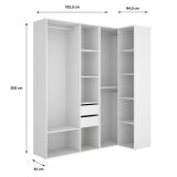 Guardaroba grande Capenardo, Mobile camera da letto, Cabina armadio portabiti, Armadio appendiabiti, 183x85 h205 cm, Bianco e Rovere