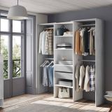 Guardaroba grande classico bianco e cemento 179x202h cm - Amico