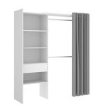 Guardaroba grande con appendiabiti bianco e grigio 160x205h cm - Arim