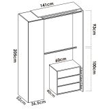 Guardaroba grande con cassetti bianco e antracite 140x205h cm - Annuck