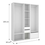 Guardaroba grande con cassetti bianco e rovere 158x205h cm - Celestin