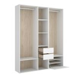 Guardaroba grande con cassetti bianco e rovere 158x205h cm - Celestin