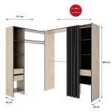 Guardaroba grande con ripiani regolabili antracite e rovere 214x205h cm - Pali