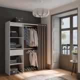 Guardaroba grande Doubs, Mobile camera da letto, Cabina armadio portabiti, Armadio appendiabiti, 167x50 h192 cm, Bianco opaco