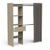 Guardaroba grande Doubs, Mobile camera da letto, Cabina armadio portabiti, Armadio appendiabiti, 167x50 h192 cm, Rovere e Bianco opaco