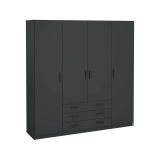 Guardaroba grande Frances, Mobile camera da letto, Cabina armadio portabiti, Armadio appendiabiti, 50x196 h200 cm, Grigio
