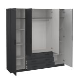 Guardaroba grande Frances, Mobile camera da letto, Cabina armadio portabiti, Armadio appendiabiti, 50x196 h200 cm, Grigio