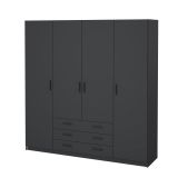 Guardaroba grande Frances, Mobile camera da letto, Cabina armadio portabiti, Armadio appendiabiti, 50x196 h200 cm, Grigio