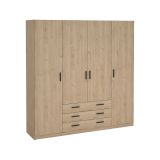 Guardaroba grande Frances, Mobile camera da letto, Cabina armadio portabiti, Armadio appendiabiti, 50x196 h200 cm, Rovere