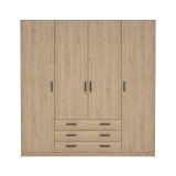 Guardaroba grande Frances, Mobile camera da letto, Cabina armadio portabiti, Armadio appendiabiti, 50x196 h200 cm, Rovere