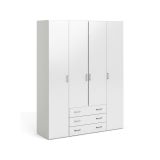 Guardaroba grande Francine, Mobile camera da letto, Cabina armadio portabiti, Armadio appendiabiti, 154x50 h200 cm, Bianco lucido