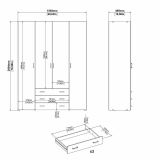 Guardaroba grande Francine, Mobile camera da letto, Cabina armadio portabiti, Armadio appendiabiti, 154x50 h200 cm, Bianco lucido