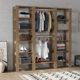 Guardaroba Grande Marrone Noce 10 Ripiani Appendiabiti 161x180h cm, 12 Vani - Nerviano