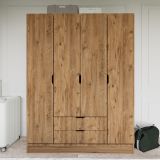 Guardaroba Grande Marrone Noce Appendiabiti 9 Ripiani 140x182h cm, 2 Cassetti - Paterno