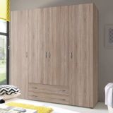 Guardaroba Grande Marrone Rovere 2 Cassetti Apertura Battente 160x177h cm, 4 Ante - Vigonza