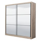 Guardaroba Grande Marrone Rovere Grigio Nero Appendiabiti 5 Ripiani 213x215.5h cm, Apertura Scorrevole - Godrano