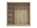 Guardaroba Grande Marrone Rovere Grigio Nero Appendiabiti 5 Ripiani 213x215.5h cm, Apertura Scorrevole - Godrano